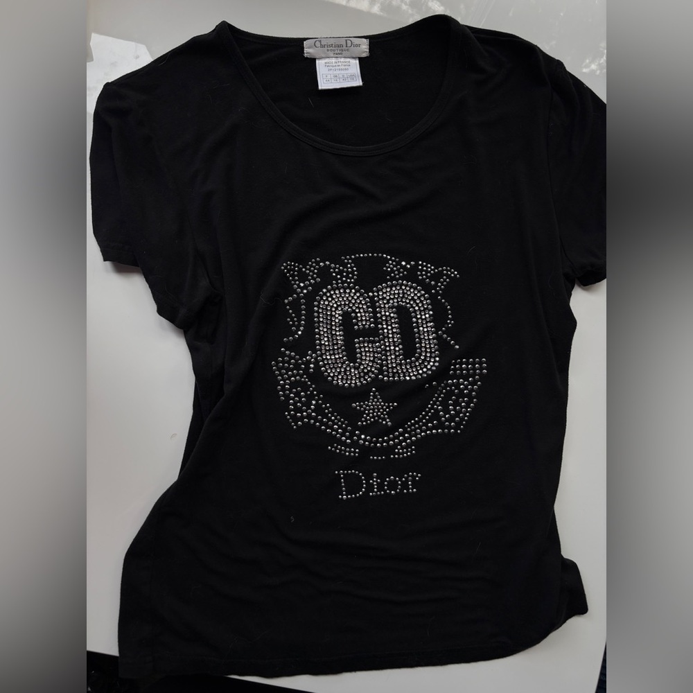 Authentic Christian Dior SS 2002 Rhinestone Tee